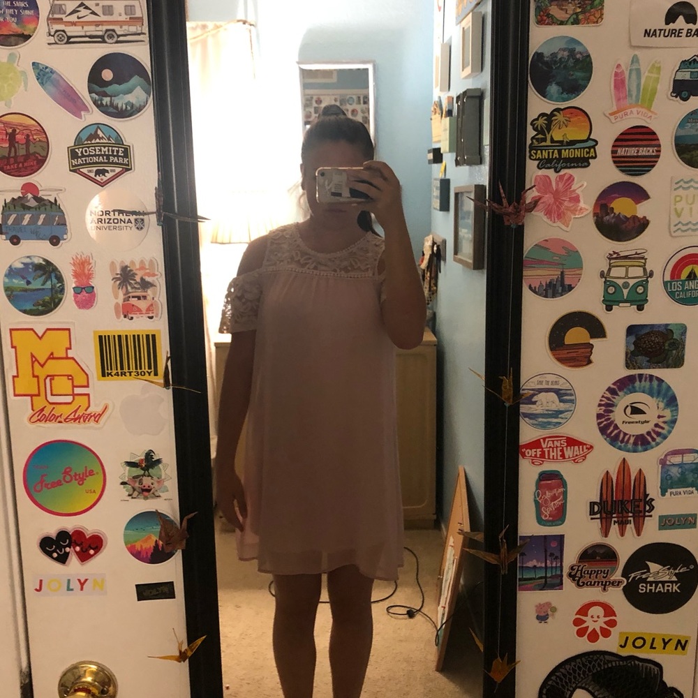 Pink off the shoulder dress